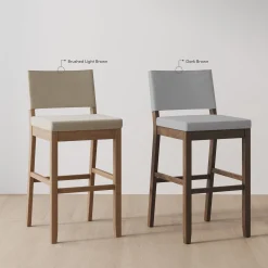 Wood Upholstered Bar Stools Light Brown (Set of 2)