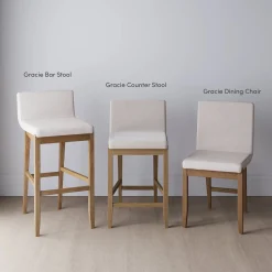 Wood Upholstered Counter Height Bar Stool Light Brown