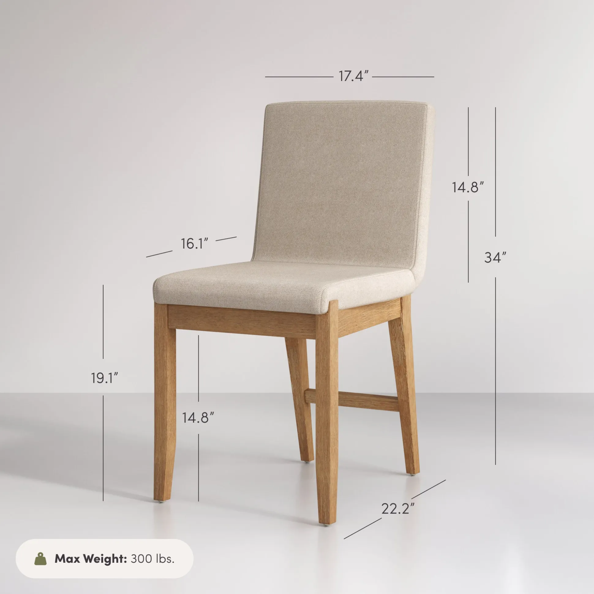 Wood Upholstered Dining Chair Brushed Light Brown Flax (Set of 2)