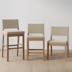 Wood Upholstered Dining Chair Light Brown