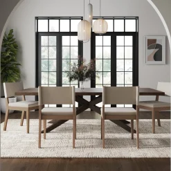 Wood Upholstered Dining Chair Light Brown
