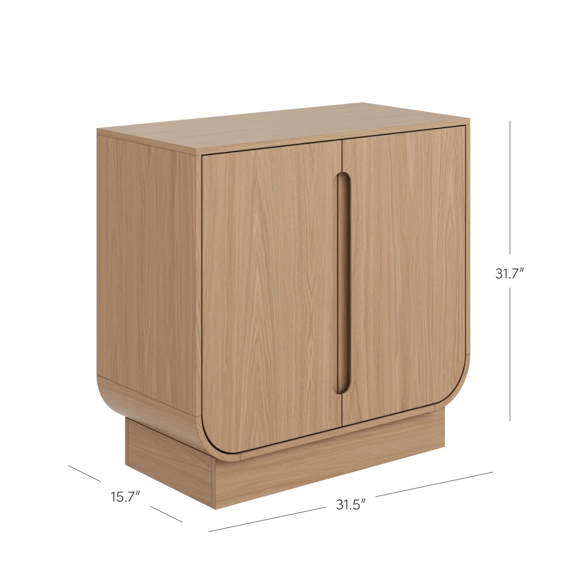 Wood Veneer Arched Accent Cabinet Raw Oak