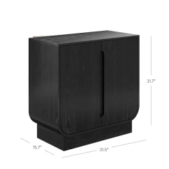 Wood Veneer Arched Accent Cabinet Black Oak