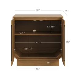 Wood Veneer Arched Accent Cabinet Light Brown