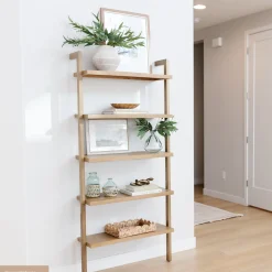 Wood Wall Bookshelves Light Brown (Set of 2)