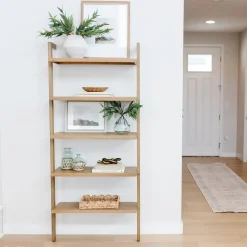 Wood Wall Bookshelves Light Brown (Set of 2)