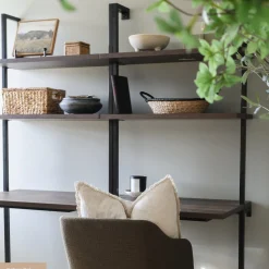 Wood Wall Mount Ladder 2-Shelf Desk Nutmeg