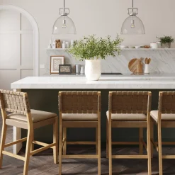 Woven Counter Height Bar Stools Brown (Set of 4)