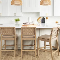 Woven Counter Height Bar Stools Brown (Set of 3)