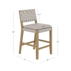 Woven Faux Leather Counter Height Bar Stool Gray Mahogany (Set of 3)