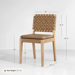Woven Faux Leather Dining Chair Light Brown