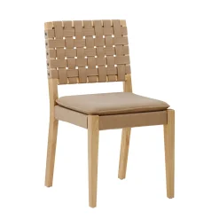 Woven Faux Leather Dining Chair Light Brown