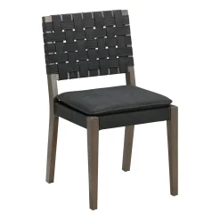 Woven Faux Leather Dining Chair Black