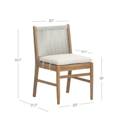 Woven Rope Back Dining Chair Brushed Light Brown