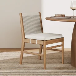 Woven Rope Back Dining Chair Brushed Light Brown
