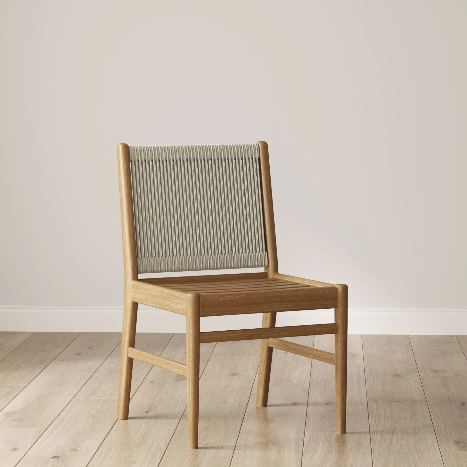 Woven Rope Back Dining Chair Brushed Light Brown