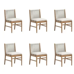 Woven Rope Back Dining Chair Brushed Light Brown (Set of 6)