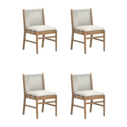 Woven Rope Back Dining Chair Brushed Light Brown (Set of 4)