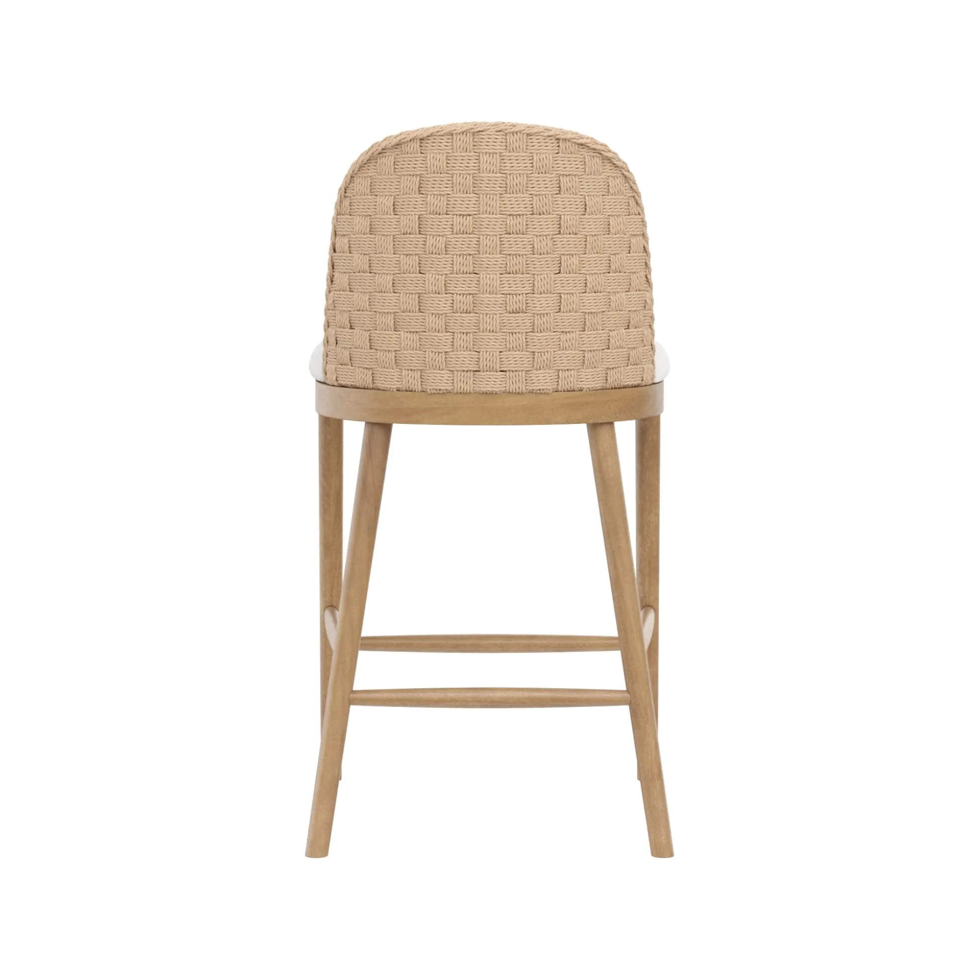 Woven Seagrass Back & Boucle Counter Bar Stool Light Brown (Set of 4)
