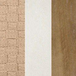 Woven Seagrass Back & Boucle Counter Bar Stool Light Brown (Set of 2)