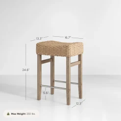 Woven Seagrass Counter Height Bar Stool Brown