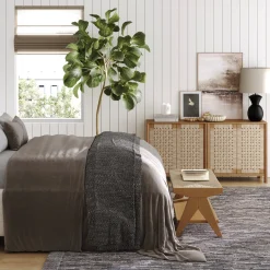 Woven Seagrass TV Console Cabinet for TVs up to 65