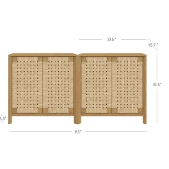 Woven Seagrass TV Console Cabinet for TVs up to 65
