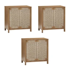 Woven Seagrass TV Console Cabinet for TVs up to 75