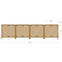 Woven Seagrass TV Console Cabinet for TVs up to 100" Light Brown