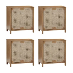 Woven Seagrass TV Console Cabinet for TVs up to 100